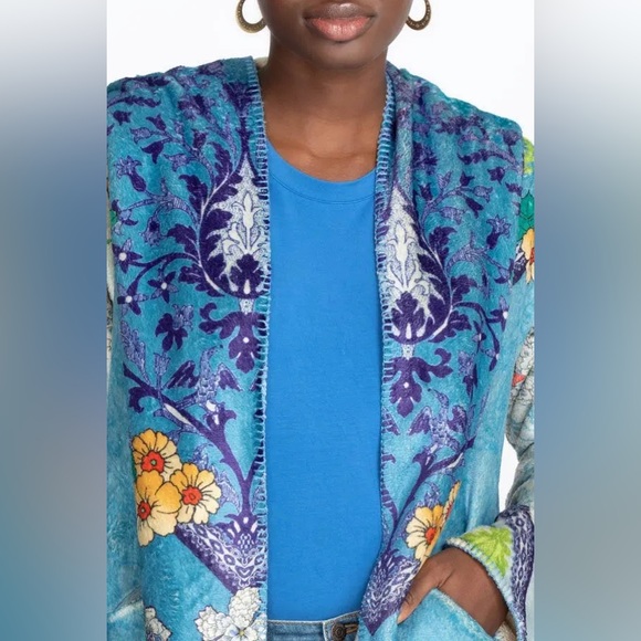 Johnny Was BIYA Shellinay Hooded Sherpa Fleece Open Front Cardigan Wrap Sweater - Picture 9 of 13